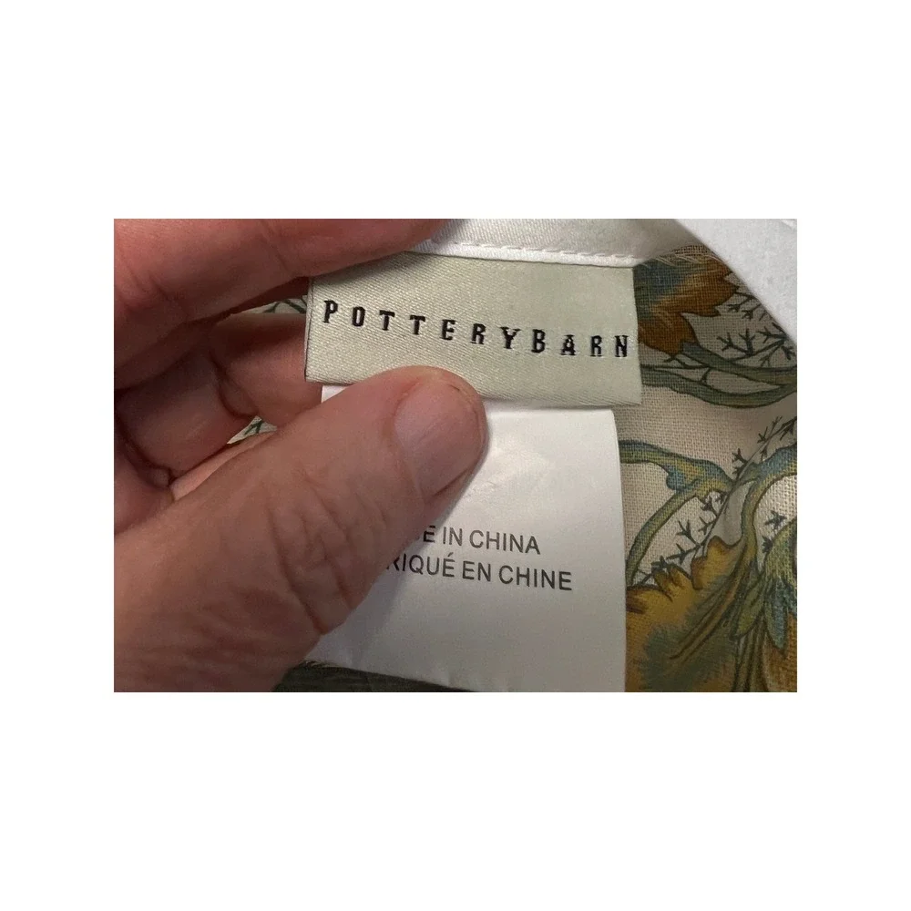 Pottery Barn Floral Linen Cotton Lined Curtain Panels Yellow Teal 50x96 Set of 2